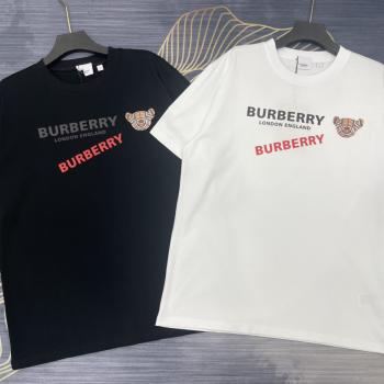 巴寶莉BURBERRY 2023春夏新款格子熊頭字母logo短袖T恤