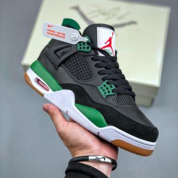 E Air Jordan 4 Retro 黑綠鞋子