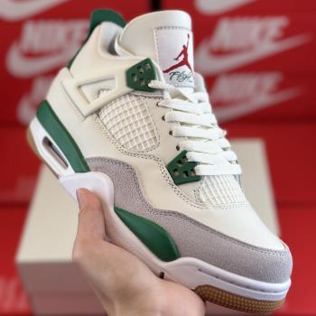 AJ4 松綠 白綠色 重磅聯名Nike SB x aj4“Pine Gree...