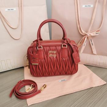 MiuMiu新品too pretty保齡球手袋 酒紅色