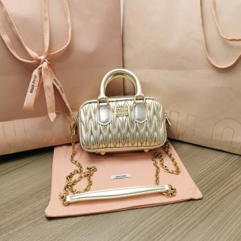 MiuMiu新品too pretty保齡球手袋 磨砂金