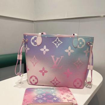 LV路易威登 neverfull 彩虹漸變挎包